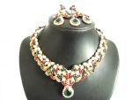 Shine Red Green Necklace Set