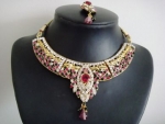 Pink Green Indian Necklace